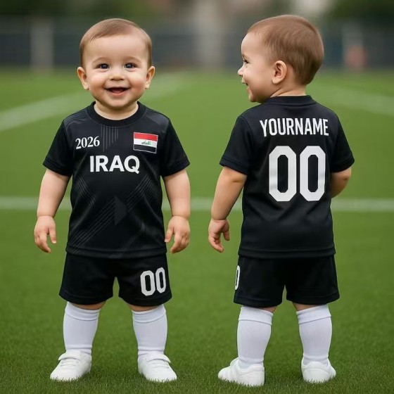 Adult Men's Short Sleeve Sport Jersey Set, Iraq 2026 World Cup Football Kit